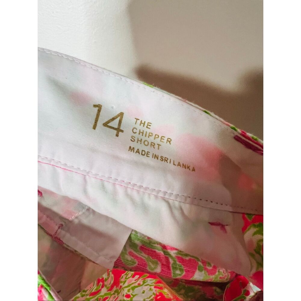 Lilly Pulitzer The Chipper Short Bermuda Shorts Sz 14 Pink Green Southern Charm - Picture 13 of 13